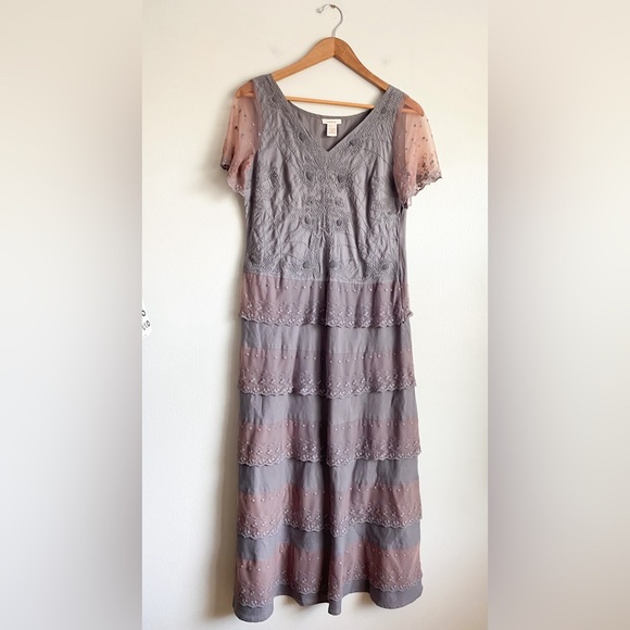 Sundance Linen Floral Embroidered Lace Maxi Dress Cottage Peasant Boho Tribal 4 - Picture 9 of 11